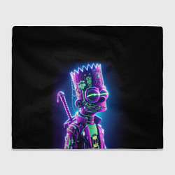 Плед флисовый Bart Simpson cyber ninja - neon glow, цвет: 3D-велсофт