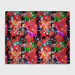 Плед флисовый Пестрый цветочный узор, цвет: 3D-велсофт