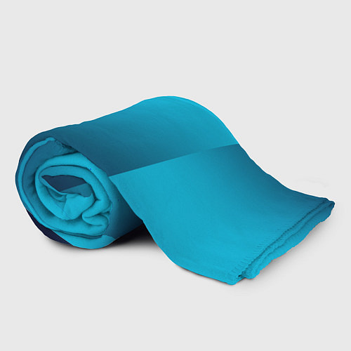 Плед Яркий голубой с синим градиент комбинированный кро / 3D-Велсофт – фото 2