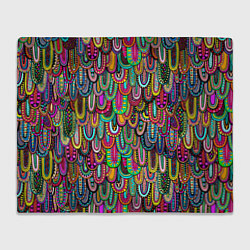 Плед флисовый Абстрактные перья в стиле бохо, цвет: 3D-велсофт