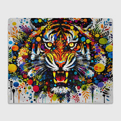 Плед флисовый Орнаментальный тигр - нейросеть, цвет: 3D-велсофт