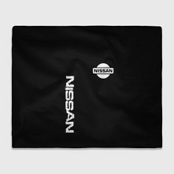 Плед флисовый Nissan logo white auto, цвет: 3D-велсофт