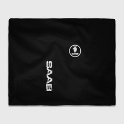 Плед флисовый SAAB logo white, цвет: 3D-велсофт