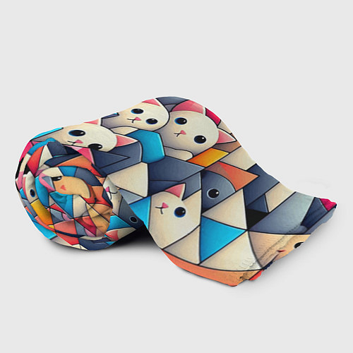 Плед Geometric pattern with kittens - ai art / 3D-Велсофт – фото 2