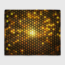 Плед флисовый Металлические соты - роскошный блеск золота, цвет: 3D-велсофт