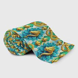 Плед флисовый Золотистые змеи и цветы, цвет: 3D-велсофт — фото 2