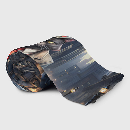 Плед Черный крестный котец / 3D-Велсофт – фото 2