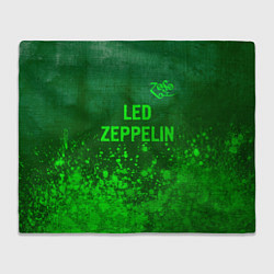 Плед флисовый Led Zeppelin - green gradient посередине, цвет: 3D-велсофт