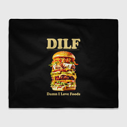 Плед флисовый DILF - damn I love foods, цвет: 3D-велсофт