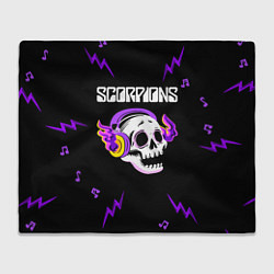 Плед флисовый Scorpions неоновый череп, цвет: 3D-велсофт