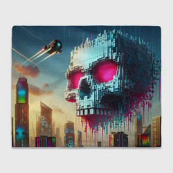 Плед флисовый Cool pixel skull - ai art fantasy, цвет: 3D-велсофт