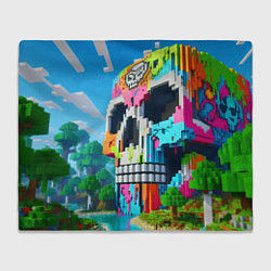 Плед флисовый Minecraft skull - ai art fantasy, цвет: 3D-велсофт