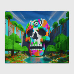 Плед флисовый Minecraft landscape with skull - ai art fantasy, цвет: 3D-велсофт