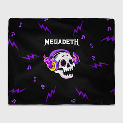 Плед флисовый Megadeth неоновый череп, цвет: 3D-велсофт