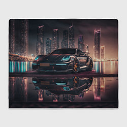 Плед флисовый Porshe night city, цвет: 3D-велсофт