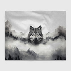 Плед флисовый Голова серого волка, цвет: 3D-велсофт