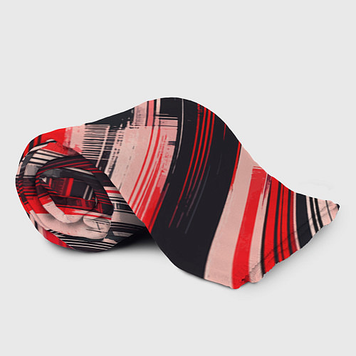 Плед Красные диагональные полосы на чёрном фоне / 3D-Велсофт – фото 2