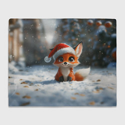 Плед флисовый Новогодняя милая лисичка, цвет: 3D-велсофт