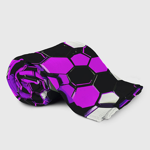 Плед Розово-белые шестиугольники на чёрном фоне / 3D-Велсофт – фото 2