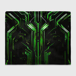 Плед флисовый Green stripes on a black background, цвет: 3D-велсофт
