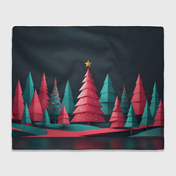 Плед флисовый Новогодний ночной лес, цвет: 3D-велсофт