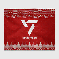 Плед флисовый Новогодний Seventeen с оленями, цвет: 3D-велсофт