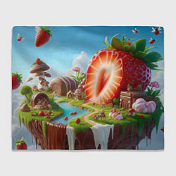 Плед флисовый Клубничная планета - нейроарт фантазия, цвет: 3D-велсофт