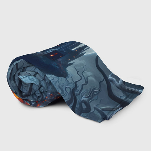 Плед Замок Дракулы и неоновые грибы - нейроарт фантазия / 3D-Велсофт – фото 2