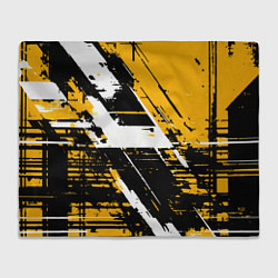 Плед флисовый Diagonal black and white stripes on a yellow backg, цвет: 3D-велсофт