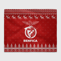 Плед флисовый Новогодний Benfica с оленями, цвет: 3D-велсофт