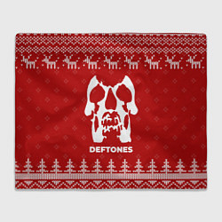 Плед флисовый Новогодний Deftones с оленями, цвет: 3D-велсофт