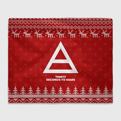 Плед флисовый Новогодний Thirty Seconds to Mars с оленями, цвет: 3D-велсофт