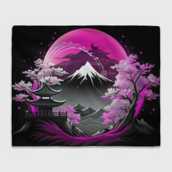 Плед флисовый Япония природа в коллаже, цвет: 3D-велсофт