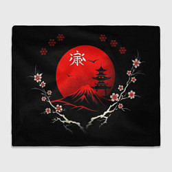Плед флисовый Japan red black nature, цвет: 3D-велсофт