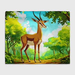 Плед флисовый Газель в лесу, цвет: 3D-велсофт