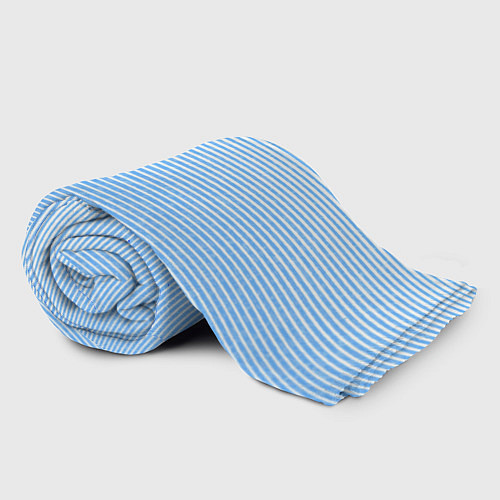 Плед Белый с голубым текстурный в полоску / 3D-Велсофт – фото 2