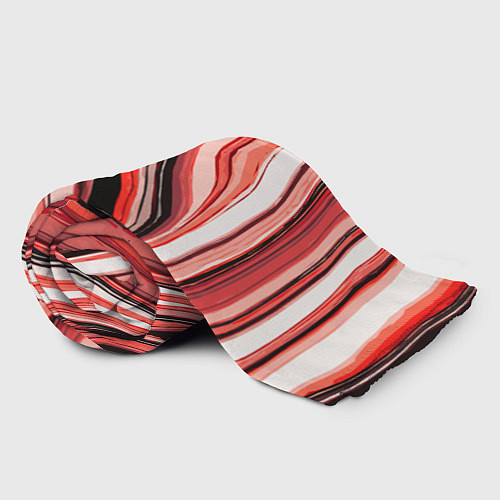 Плед Волнистые вертикальные чёрно-красные полосы / 3D-Велсофт – фото 2