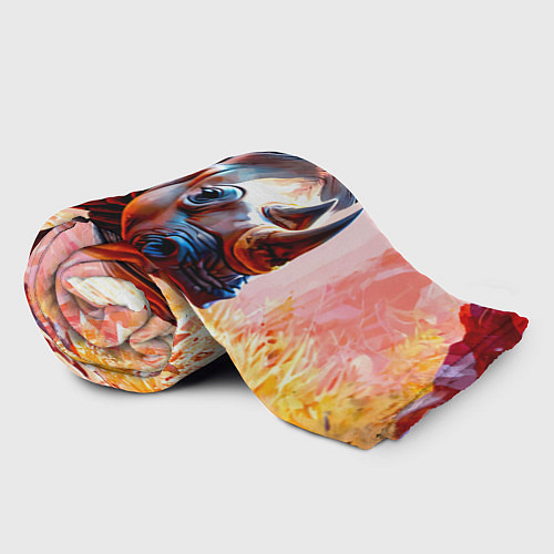 Плед Носорог в розовом / 3D-Велсофт – фото 2