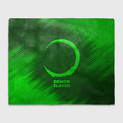 Плед флисовый Demon Slayer - green gradient, цвет: 3D-велсофт