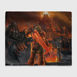 Плед флисовый Doom slayer and tower Doom, цвет: 3D-велсофт