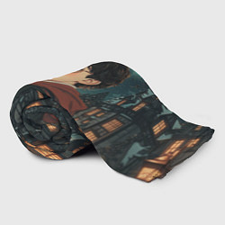 Плед флисовый Гарри Поттер и ночной город, цвет: 3D-велсофт — фото 2