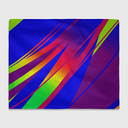 Плед флисовый Красно-синий с полосами градиент, цвет: 3D-велсофт