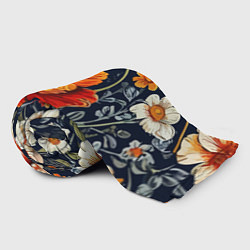 Плед флисовый Маки и пионы старинный паттерн, цвет: 3D-велсофт — фото 2