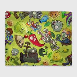 Плед флисовый Растения против зомби с героями, цвет: 3D-велсофт