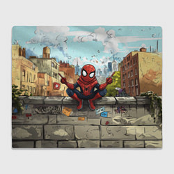 Плед флисовый Маленький человек-паук в городе, цвет: 3D-велсофт