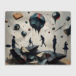 Плед флисовый Сюрреалистичные люди и камни, цвет: 3D-велсофт