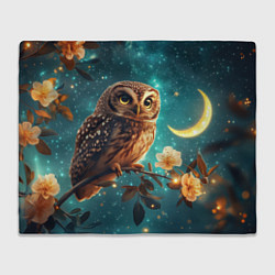 Плед флисовый Сова на фоне ночного неба, цвет: 3D-велсофт