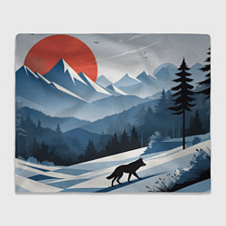 Плед флисовый Лиса в горах, цвет: 3D-велсофт