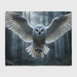 Плед флисовый Белая сова в лесу, цвет: 3D-велсофт