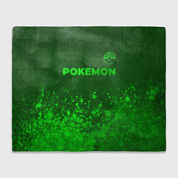 Плед флисовый Pokemon - green gradient посередине, цвет: 3D-велсофт